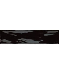 Florentine Gate Rectangle Undulated deep black premium tile on bathroom shower wall, 3x12