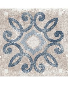 Creativo 299 Lucca Blue Square Deco A CV44 Blue sapphire blue porcelain tile tile on bathroom shower wall, 12x12