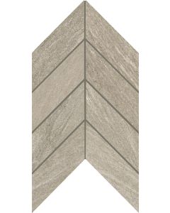 Montesano - MN73 - Medium Gray - Chevron - 2X5 - Matte beautiful medium gray porcelain tile tile on bathroom shower wall, 2x9