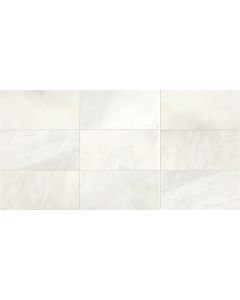 Candora - M046 - Vestal White - Rectangle - 3X6 - Polished pure white natural stone tile on bathroom shower wall, 3x6