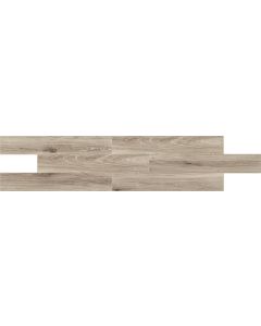 Gravel Road XT Plank warm beige porcelain tile on bathroom shower wall, 6x35