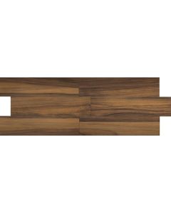 Ridge Plank caramel brown refined porcelain tile on bathroom shower wall, 8x35