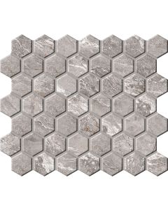 Eternal Grey Hexagon storm grey premium hexagon tile on bathroom shower wall, 24x24