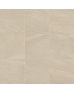 Fawn Square sandy beige premium tile on bathroom shower wall, 24x24