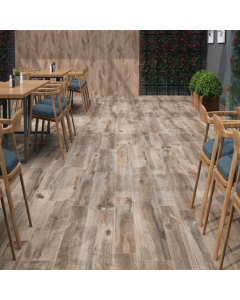 Field_Daintree natural beige engineered porcelain tile on bathroom shower wall, 8x47