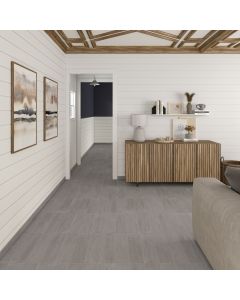 Ash Grey Square 24X24 Matte calm monochromatic effects in this cement-look porcelain tile