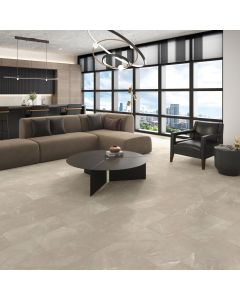 Luxury marble-look vinyl tile - Oberon Tuscan Taupe Rectangle in tuscan taupe from Oberon