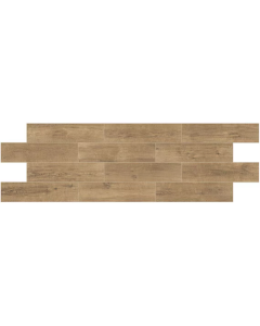 Gaineswood 6x24 Glazed Porcelain Tile – Matte Wood Look earthy brown premium porcelain tile on bathroom shower wall, 6x24