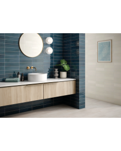 Bergenblue sky blue premium tile on bathroom shower wall, 3x12