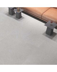 FOSSIL IMPATTO silver gray premium tile on bathroom shower wall, 24x47