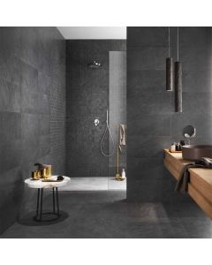 WATERFALL beautiful dark gray premium tile on bathroom shower wall, 300x600