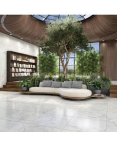 24x24 matte marble-look white porcelain tile