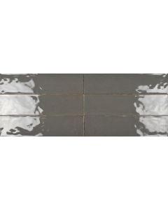 ceramic wall tile -123-Milo-Crackled-76 x 300 mm ( 3" X 12" ) silver gray premium tile on bathroom shower wall, 3x12