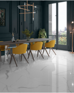 Marble Plus White Porcelain Tile 48"x48" beautiful white & gray engineered porcelain tile on bathroom shower wall, 1200x1200