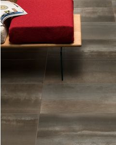 Steel Moderne neutral gray premium porcelain tile on bathroom shower wall, 300x600