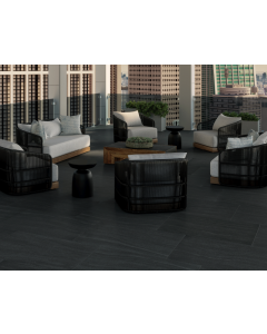 Sabbia Marmo 24x48 matte black stone look porcelain tile from OTILE