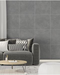Habitat Gray Porcelain Tile  dove gray engineered porcelain tile on bathroom shower wall, 24x24