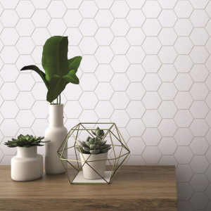 hexagon white mosaic glossy