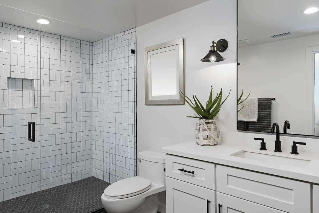 White diagonal tile pattern in a bathroom wall