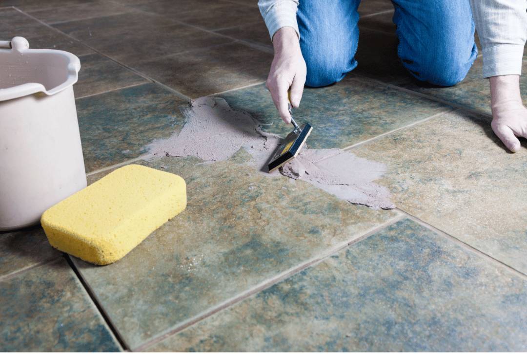 Applying grout on large-format porcelain tiles