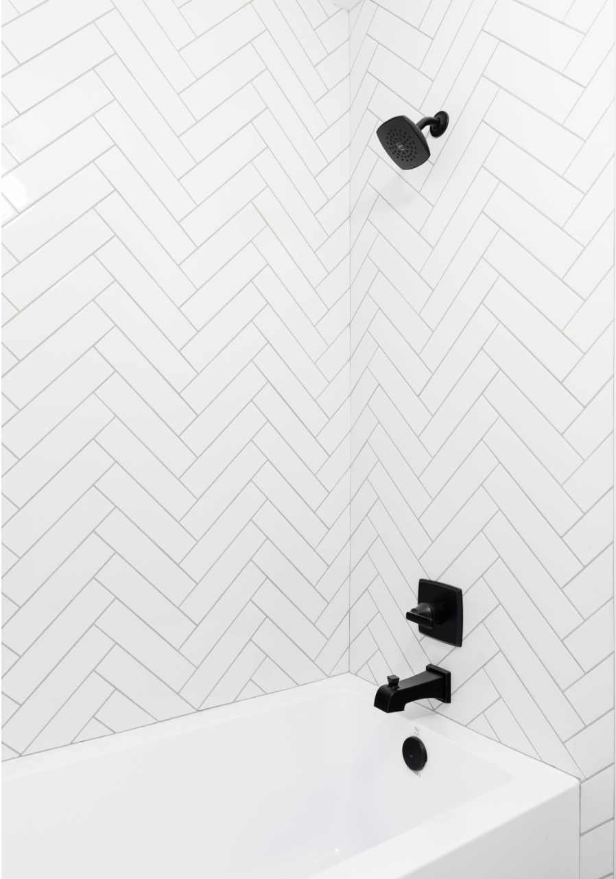 White Herringbone Bathroom Tiles